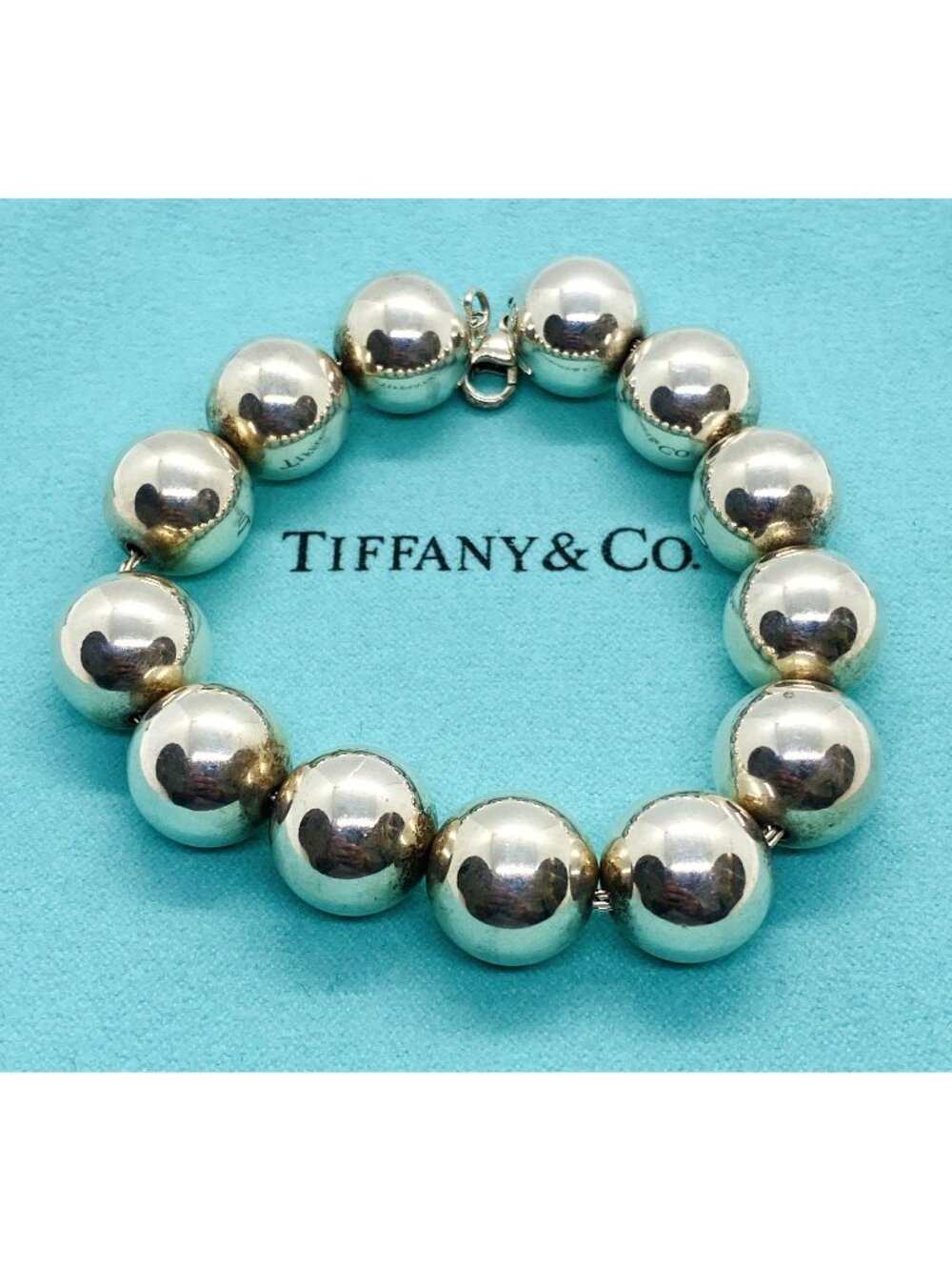 Tiffany & Co Sterling Silver 925 Hardwear 14mm Bead Bracelet 8.25"